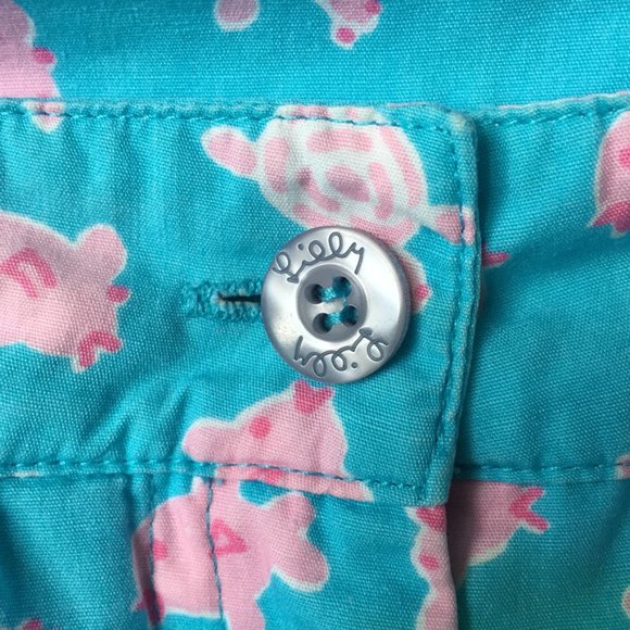 Lilly Pulitzer Blue/ Pink Turtle Print Crop Leg Pants Size 10 - Picture 5 of 6